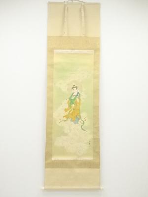 JAPANESE HANGING SCROLL / HAND PAINTED / KANNON GODDESS OF MERCY 